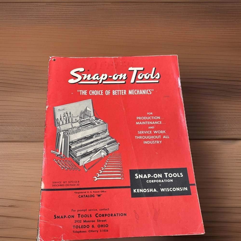 Vintage 1958 Snap-on Tools Catalog W Tool Equipment Kenosha Wisconsin